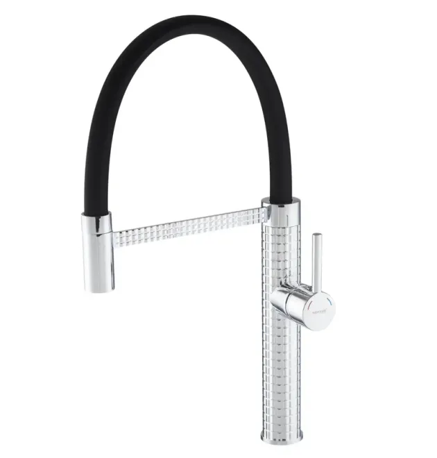 Смеситель для кухни MIXXUS PREMIUM OLIWER 017 REFL.BLACK с гибким изливом, хром и чёрный