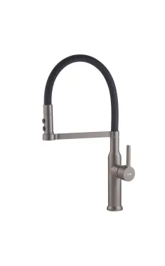 Смеситель для кухни MIXXUS PREMIUM PULL 017 GRAPHITE REFL.BLACK с гибким силиконовым изливом, графит и чёрный