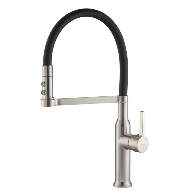 Смеситель для кухни MIXXUS PREMIUM PULL 017 SS COLOR REFL.BLACK с гибким силиконовым изливом, нержавеющая сталь и чёрный