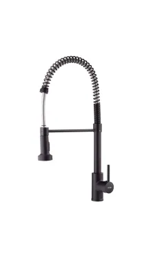 Кухонный смеситель MIXXUS PREMIUM SPRING 017 BLACK с гибким изливом, чёрный матовый