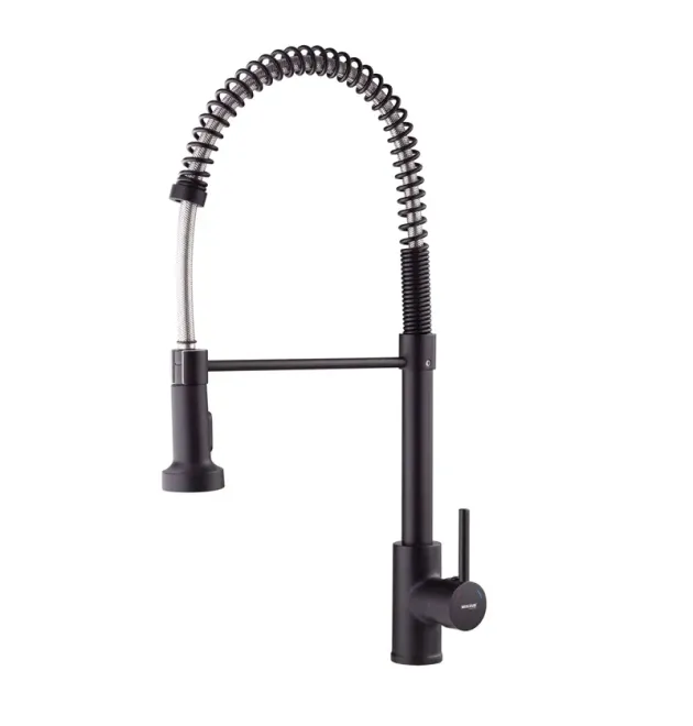 Кухонный смеситель MIXXUS PREMIUM SPRING 017 BLACK с гибким изливом, чёрный матовый