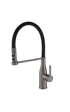 Смеситель для кухни MIXXUS PREMIUM SUMMER 017 GRAPHITE REFL.BLACK с гибким изливом, графит и чёрный