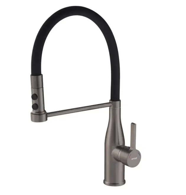Смеситель для кухни MIXXUS PREMIUM SUMMER 017 GRAPHITE REFL.BLACK с гибким изливом, графит и чёрный
