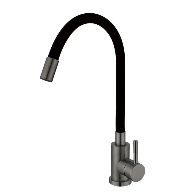 Смеситель для кухни MIXXUS SEO-011 GRAPHITE REFL.BLACK с гибким изливом из нержавеющей стали SUS304, графит/чёрный