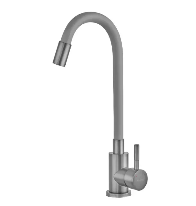Смеситель для кухни MIXXUS SEO-011 GRAPHITE REFL.GRAY с гибким изливом из нержавеющей стали SUS304, графит/серый