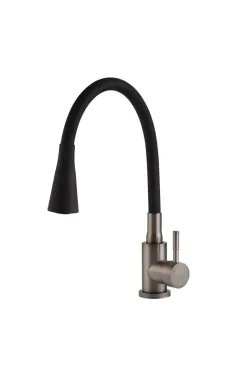 Кухонний змішувач MIXXUS SEO-011-T GRAPHITE REFL.BLACK із гнучким силіконовим виливом із нержавіючої сталі SUS304, графіт/чорний