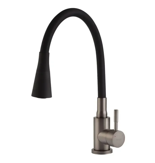 Смеситель для кухни MIXXUS SEO-011-T GRAPHITE REFL.BLACK с гибким силиконовым изливом из нержавеющей стали SUS304