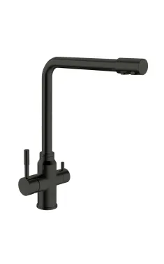 Кухонный смеситель MIXXUS SUS-021 BLACK из нержавеющей стали SUS304, с выходом для питьевой воды, матовый черный