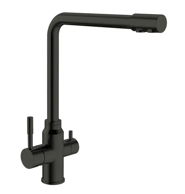 Кухонный смеситель MIXXUS SUS-021 BLACK из нержавеющей стали SUS304, с выходом для питьевой воды, матовый черный