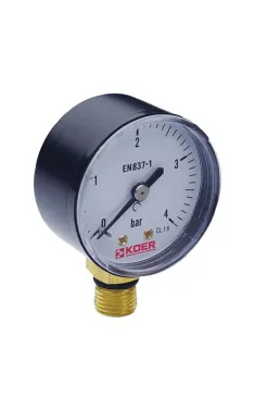 Манометр радіальний (KOER KM.502R) (0-4 bar), D 50мм, 1/4'' (KR0207)