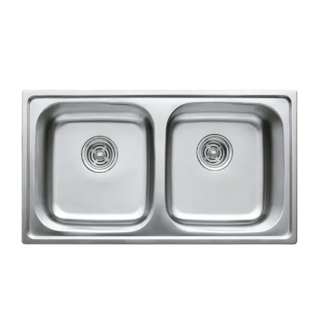 Кухонная мойка HAIBA 78x43 см DOUBLE из нержавеющей стали, декор