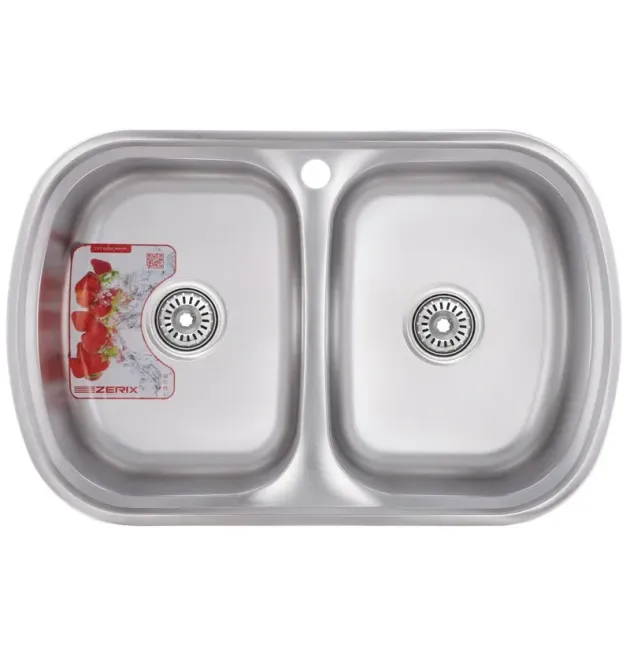 Кухонная мойка из нержавеющей стали, поверхность декор ZERIX Z7749-08-180D (ZM0566)