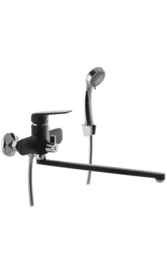 Настенный однорычажный смеситель для ванны MIXXUS OREGON 006 EURO BLACK, черный матовый