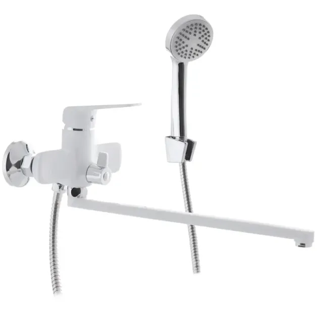Настенный однорычажный смеситель для ванны MIXXUS OREGON 006 EURO WHITE, белый матовый