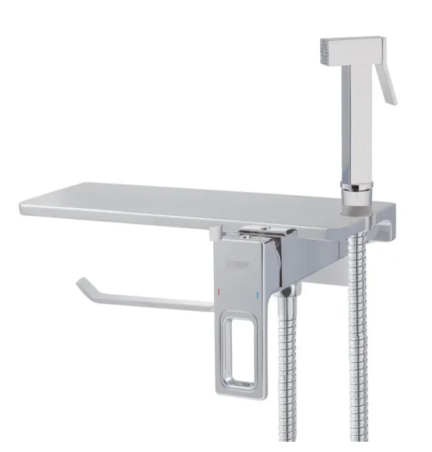 Настенный смеситель KOER KB-25009-01 с гигиеническим душем и держателем бумаги, хром