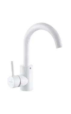 Однорычажный смеситель для умывальника MIXXUS SUS-001-C WHITE, нержавеющая сталь SUS304, белый