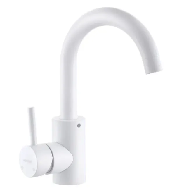 Однорычажный смеситель для умывальника MIXXUS SUS-001-C WHITE, нержавеющая сталь SUS304, белый