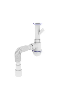 Сифон для кухні Zerix SK-01-B 1 1/2″x40 з литим випуском та відведенням для пральної машини (ZX4951)