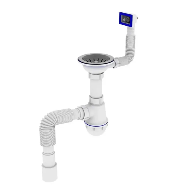 Сифон для кухни Zerix SK-02-A 3 1/2″x40 с резьбовым выпуском и гибким прямоугольным переливом (ZX4952)