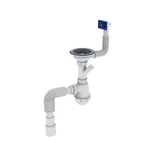 Сифон для кухні Zerix SK-02-B 3 1/2″x40 з різьб. випуском та відведенням для пральної машини (ZX4953)