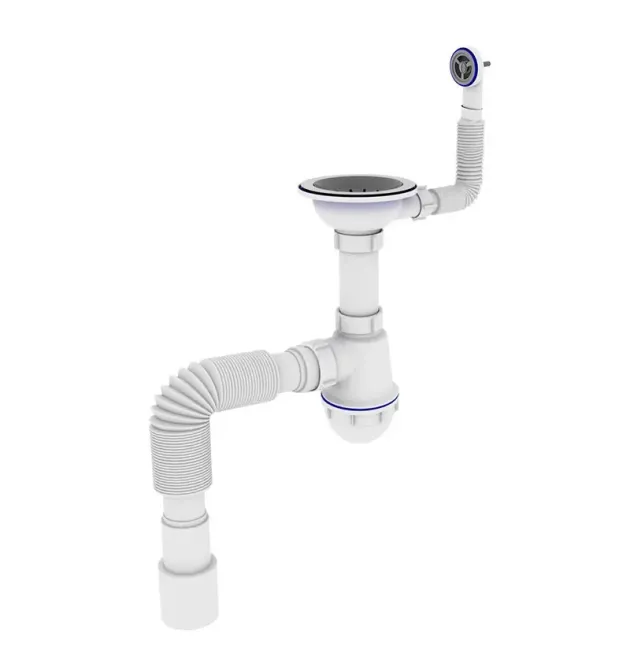 Сифон для кухні Zerix SK-02-C 3 1/2″x40 з різьбовим випуском та круглим переливом (ZX4954)