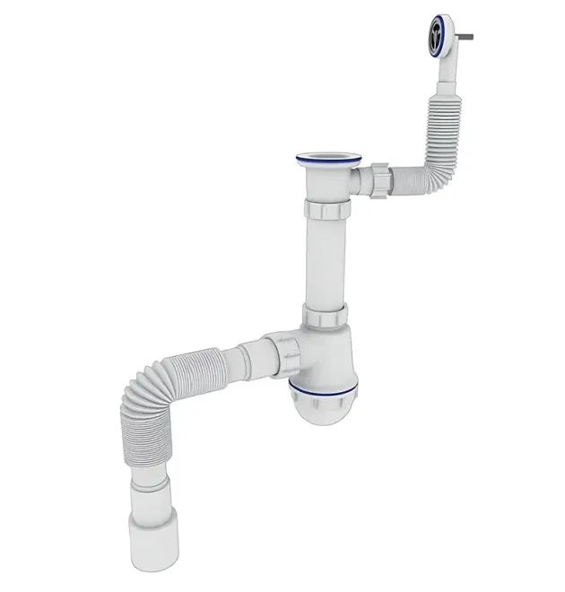 Сифон для кухні Zerix SK-04-В 1 1/2″x40 з різьбовим випуском та круглим переливом (ZX5085)