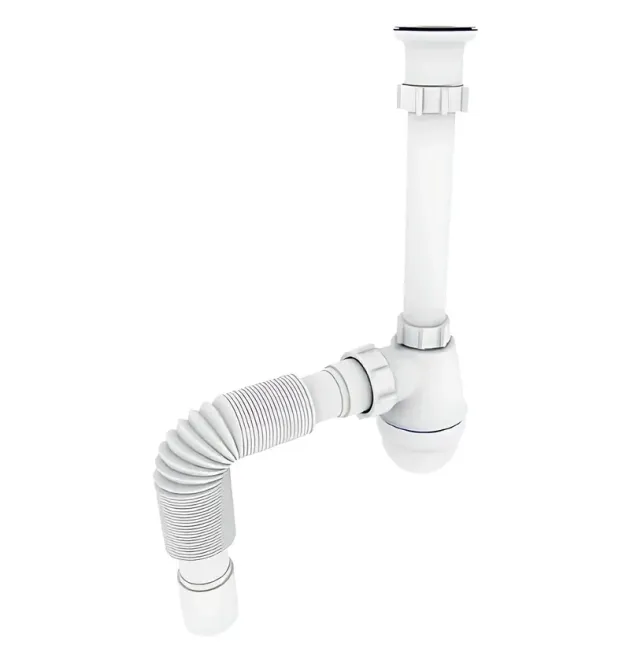 Сифон для раковины ZERIX SU-03-А с ревизией (цвет белый) 1 1/4'' (ZX5083)