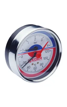 Термо-манометр аксіальний (KOER KM.812A) (0-4 bar), D 80мм, 1/4''-1/2'' (KR0221)