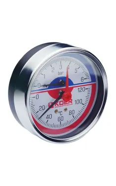 Термо-манометр аксіальний (KOER KM.812A) (0-6 bar), D 80мм, 1/4''-1/2'' (KR0220)