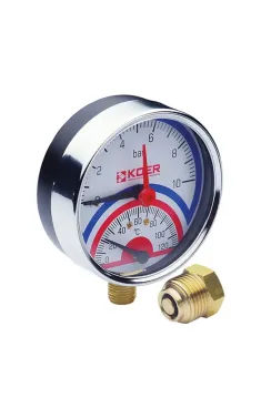 Термо-манометр радіальний (KOER KM.821R) (0-10 bar), D 80мм, 1/4''-1/2'' (KR0215)