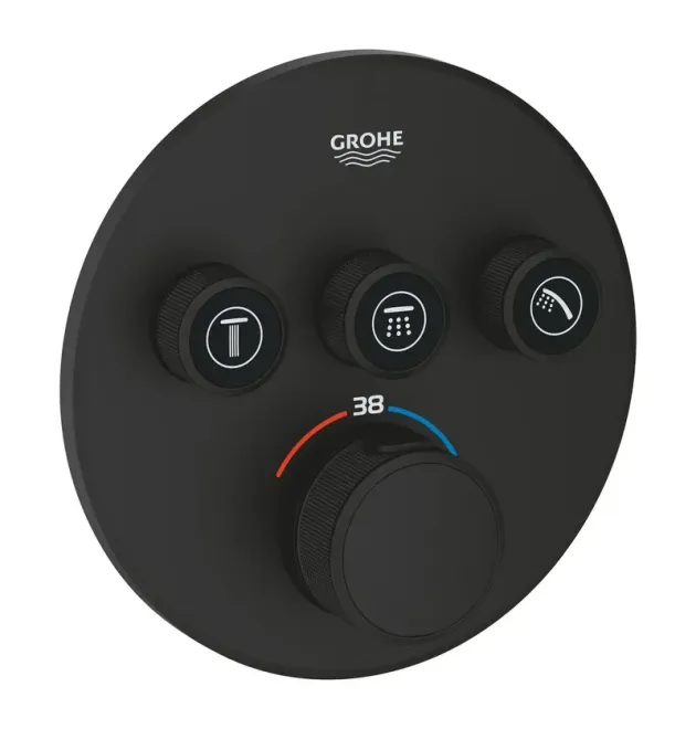 Термостат скрытого монтажа Grohe Grohtherm SmartControl на 3 выхода, чёрный матовый (29508KF0)