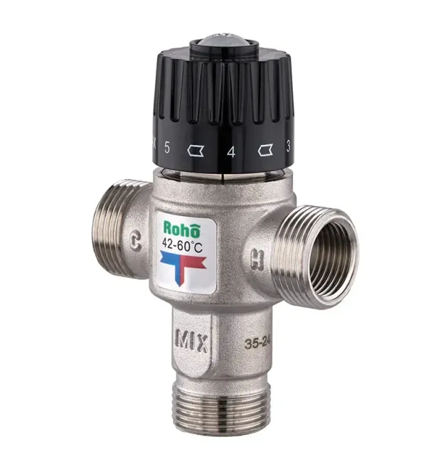 Термостатический смесительный клапан ROHO R1208-075, 3/4″ НР, 42–60 °C