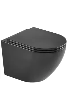 Унітаз підвісний MIXXUS PREMIUM ELLIPSE-0303-R BLACK, чорний матовий, 520×365×360 мм, система змиву RIMLESS