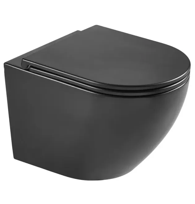 Унитаз подвесной MIXXUS PREMIUM ELLIPSE-0303-T3 BLACK, черный матовый, 520×365×360 мм, система смыва TORNADO 3.0