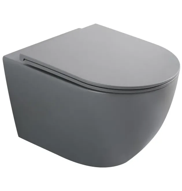 Унитаз подвесной MIXXUS PREMIUM ELLIPSE-0308-T3 GRAY, графитовый, 490×360×360 мм, система смыва TORNADO 3.0