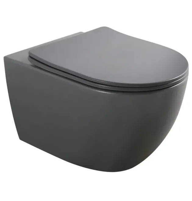Унитаз подвесной MIXXUS PREMIUM ELLIPSE-0309-T1 GRAY, графитовый, 530×360×350 мм, система смыва TORNADO 1.0