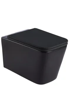 Унітаз підвісний MIXXUS PREMIUM QUADRO-0302-R BLACK, чорний матовий, 530×360×365 мм, система змиву RIMLESS