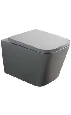 Унітаз підвісний MIXXUS PREMIUM QUADRO-0305-R GRAY, графітовий, 510×350×345 мм, система змиву RIMLESS