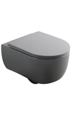 Унітаз підвісний MIXXUS PREMIUM TOPPER-0303-R GRAY, графітовий, 495×370×350 мм, система змиву RIMLESS