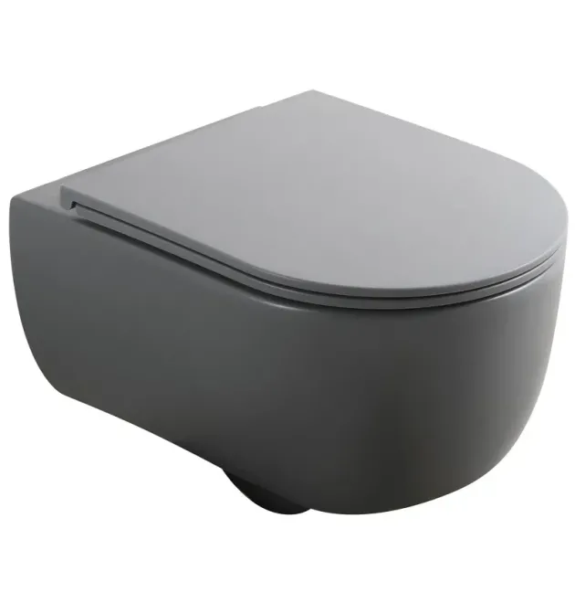 Унітаз підвісний MIXXUS PREMIUM TOPPER-0303-R GRAY, графітовий, 495×370×350 мм, система змиву RIMLESS