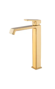 Високий змішувач для умивальника HAIBA GAUDI 001 HIGH NUT BRUSHED GOLD, матове золото