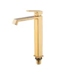 Високий змішувач для умивальника HAIBA GAUDI 001 HIGH NUT BRUSHED GOLD, матове золото — фото 4