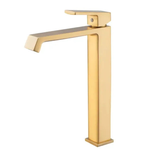 Високий змішувач для умивальника HAIBA GAUDI 001 HIGH NUT BRUSHED GOLD, матове золото