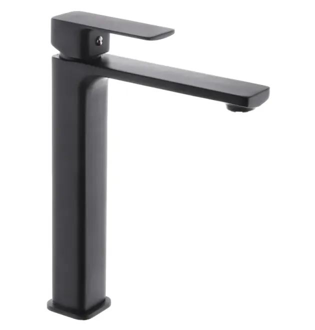 Високий змішувач для умивальника HAIBA KUBUS 001 HIGH NUT BLACK, чорний матовий