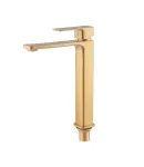 Високий змішувач для умивальника HAIBA KUBUS 001 HIGH NUT BRUSHED GOLD, матове золото — фото 3