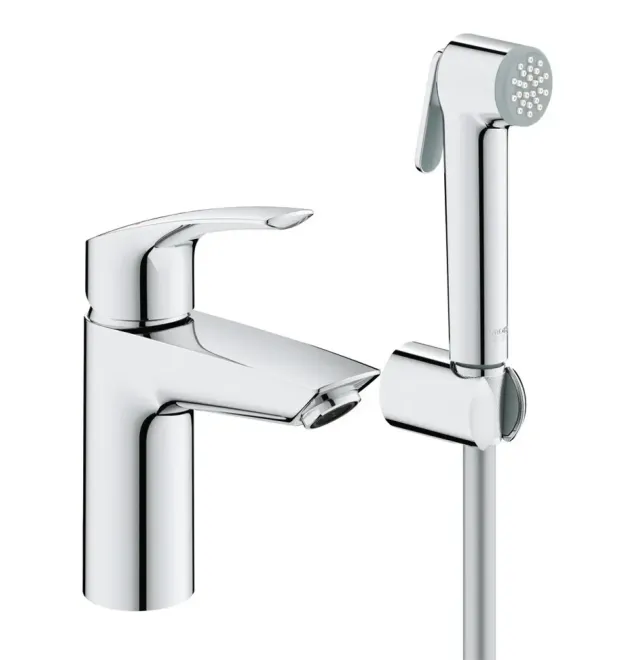 Змішувач Grohe Eurosmart New для раковини з гігієнічним душем, хром (23124003)