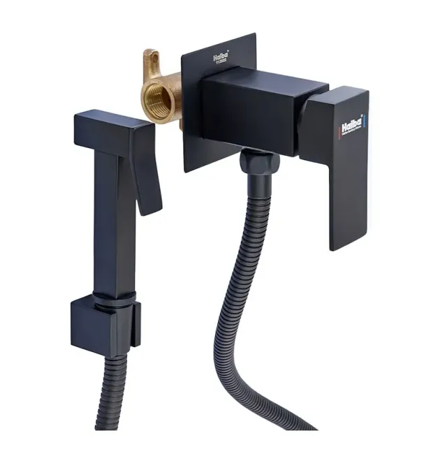 Смеситель для гигиенического душа скрытого монтажа HAIBA KUBUS 002 INNER BLACK, матовый чёрный