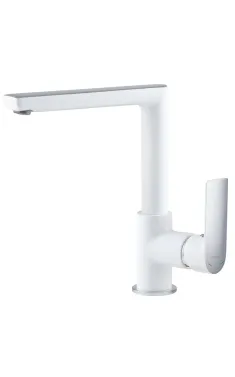 Змішувач для кухні HAIBA ALEX 018 NUT WHITE-CHROME, білий матовий