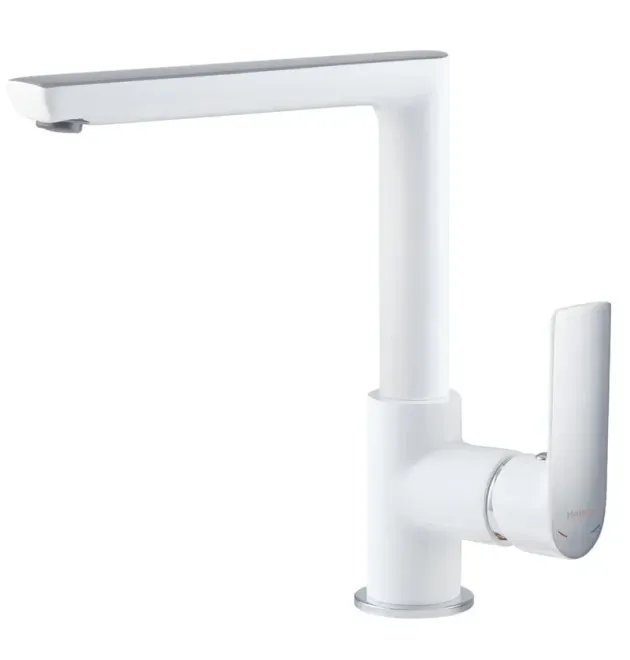 Змішувач для кухні HAIBA ALEX 018 NUT WHITE-CHROME, білий матовий