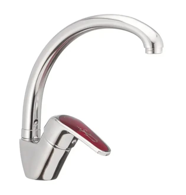 Змішувач для кухні HAIBA MAGIC 011 RED, хром, одноважільний, з поворотним виливом